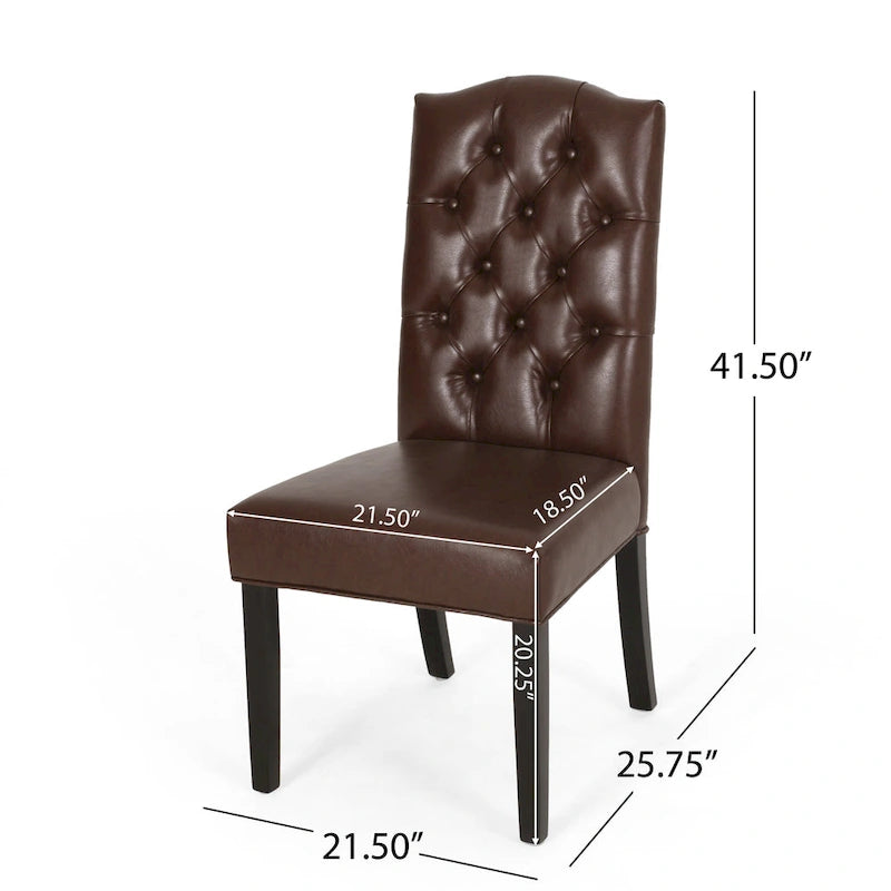 Harriet Contemporary Tufted Faux Leather Dining Chairs (Set of 2) by Christopher Knight Home - 21.50 L x 25.75 W x 41.50 H