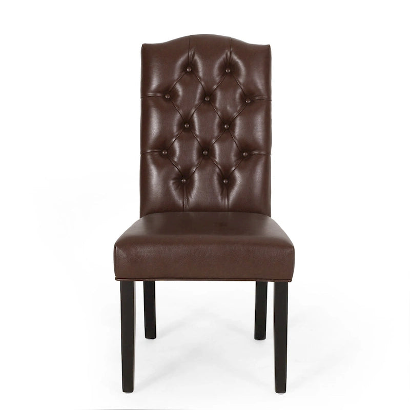 Harriet Contemporary Tufted Faux Leather Dining Chairs (Set of 2) by Christopher Knight Home - 21.50 L x 25.75 W x 41.50 H