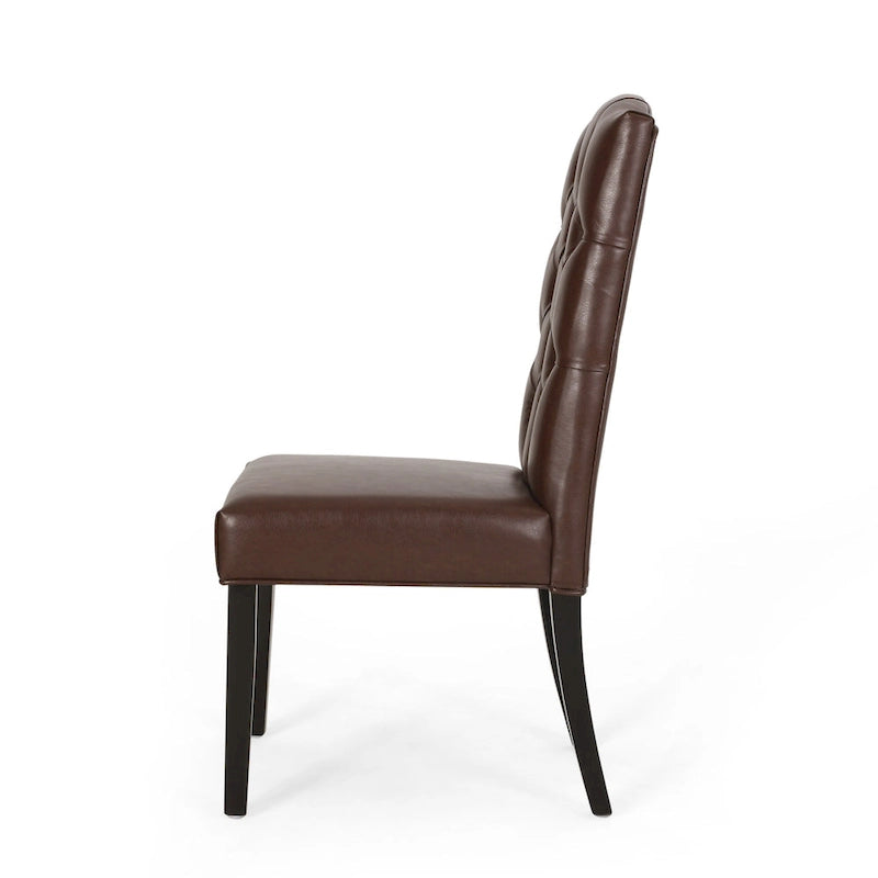 Harriet Contemporary Tufted Faux Leather Dining Chairs (Set of 2) by Christopher Knight Home - 21.50 L x 25.75 W x 41.50 H