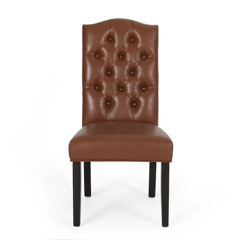 Harriet Contemporary Tufted Faux Leather Dining Chairs (Set of 2) by Christopher Knight Home - 21.50 L x 25.75 W x 41.50 H