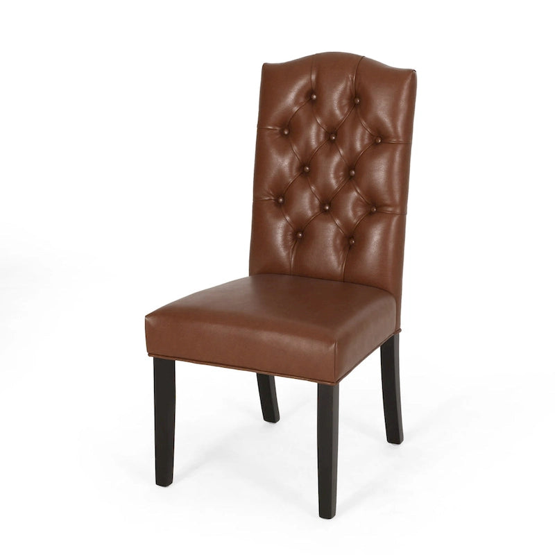 Harriet Contemporary Tufted Faux Leather Dining Chairs (Set of 2) by Christopher Knight Home - 21.50 L x 25.75 W x 41.50 H