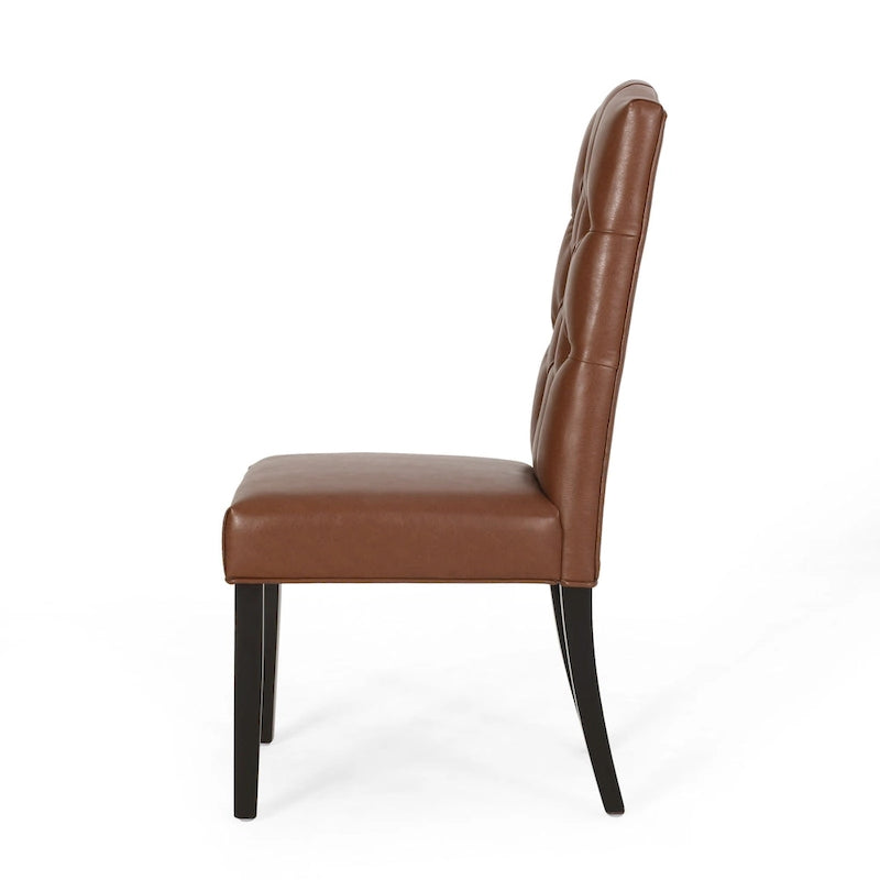 Harriet Contemporary Tufted Faux Leather Dining Chairs (Set of 2) by Christopher Knight Home - 21.50 L x 25.75 W x 41.50 H