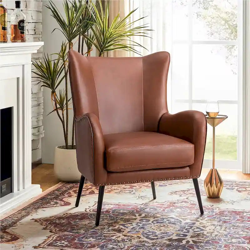 Invidiae Wooden Upholstered Armchair with Metal Legs