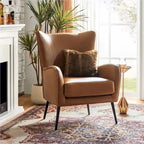 Invidiae Wooden Upholstered Armchair with Metal Legs