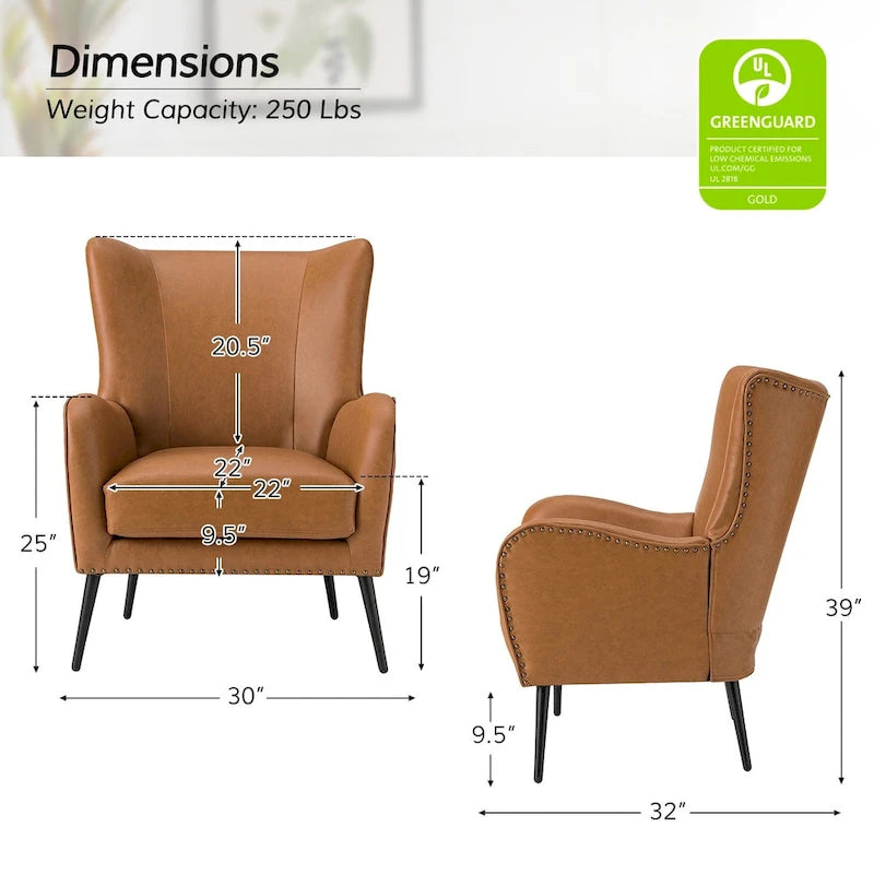 Invidiae Wooden Upholstered Armchair with Metal Legs