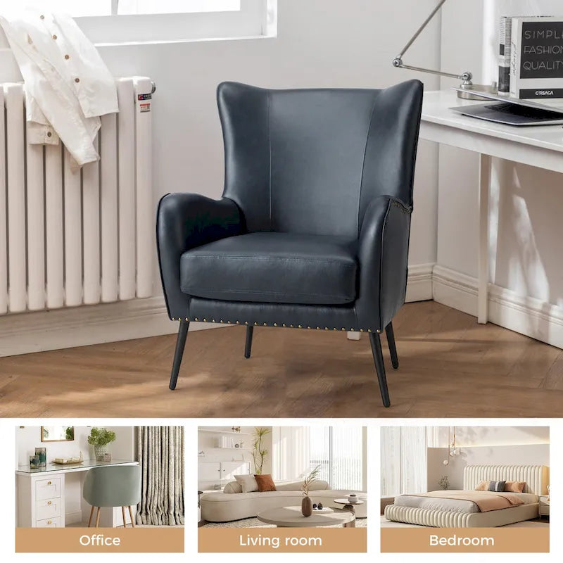 Invidiae Wooden Upholstered Armchair with Metal Legs