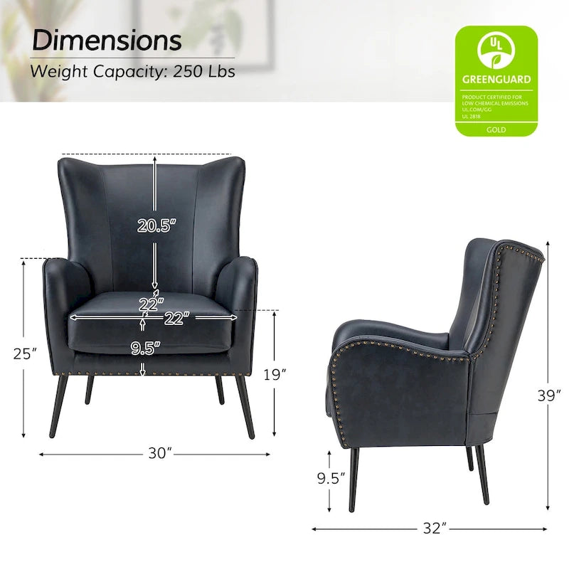 Invidiae Wooden Upholstered Armchair with Metal Legs