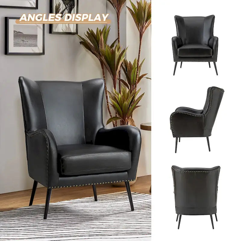 Invidiae Wooden Upholstered Armchair with Metal Legs