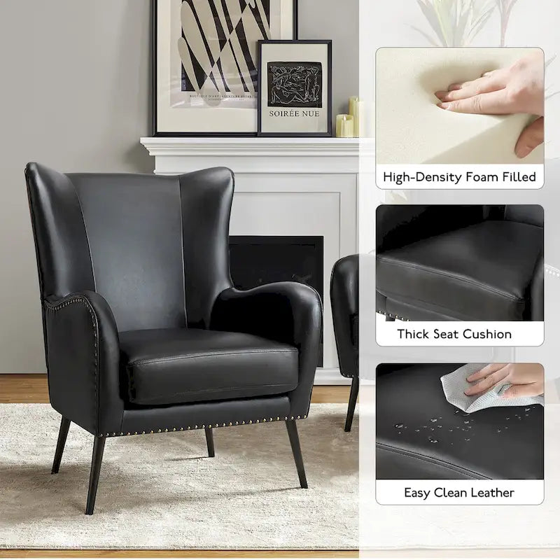 Invidiae Wooden Upholstered Armchair with Metal Legs