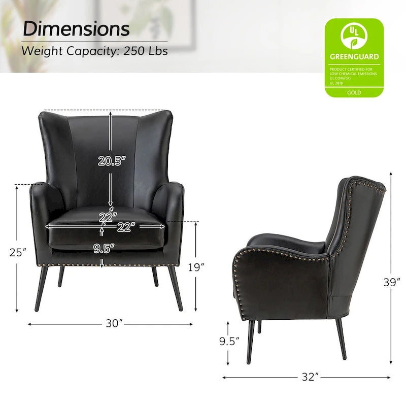 Invidiae Wooden Upholstered Armchair with Metal Legs