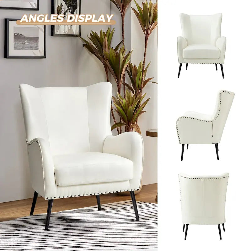 Invidiae Wooden Upholstered Armchair with Metal Legs