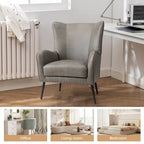 Invidiae Wooden Upholstered Armchair with Metal Legs