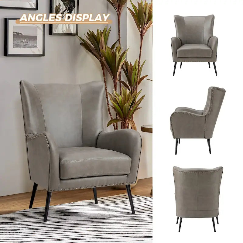 Invidiae Wooden Upholstered Armchair with Metal Legs