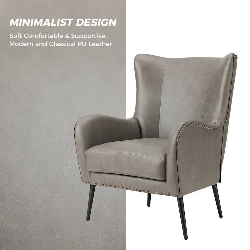 Invidiae Wooden Upholstered Armchair with Metal Legs