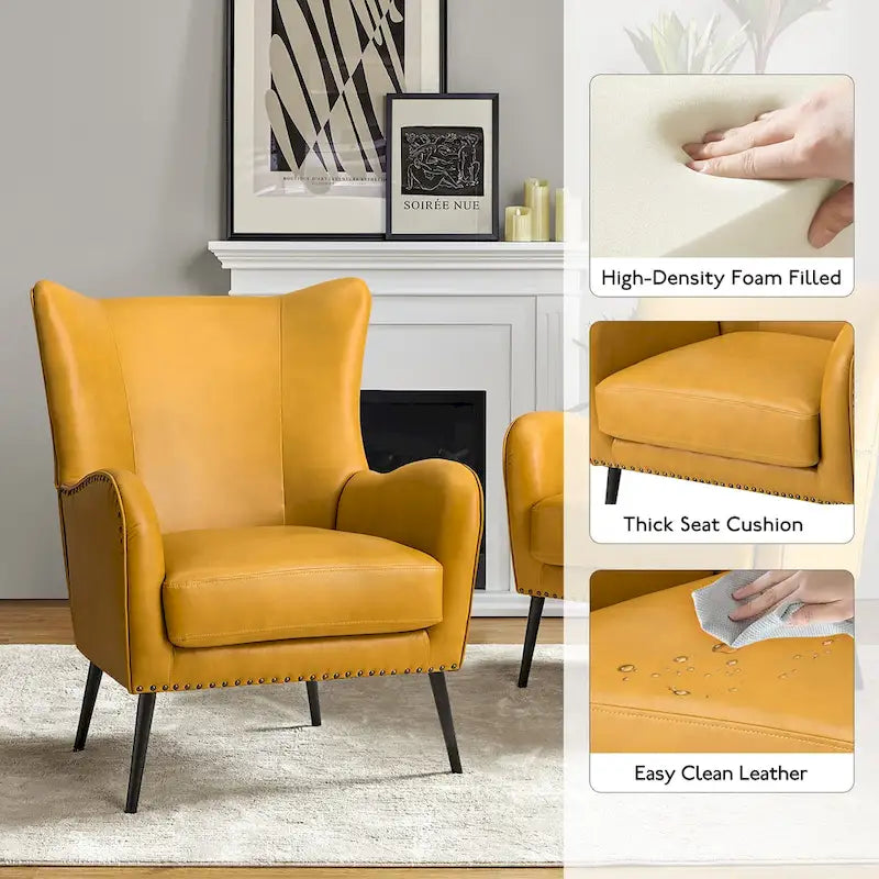 Invidiae Wooden Upholstered Armchair with Metal Legs