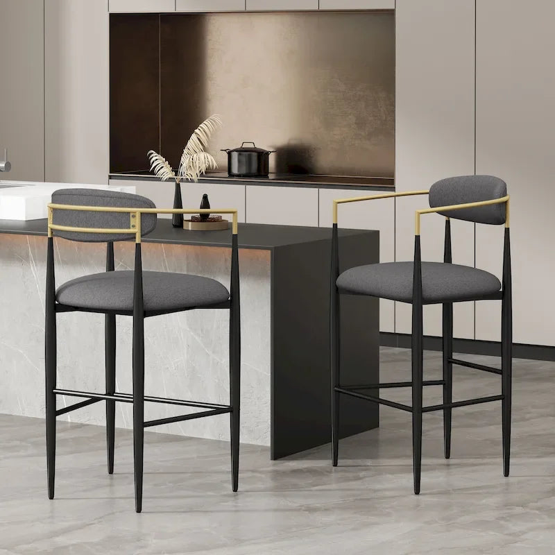 Elmore Fabric and Iron 30 Inch Barstools (Set of 2) by Christopher Knight Home