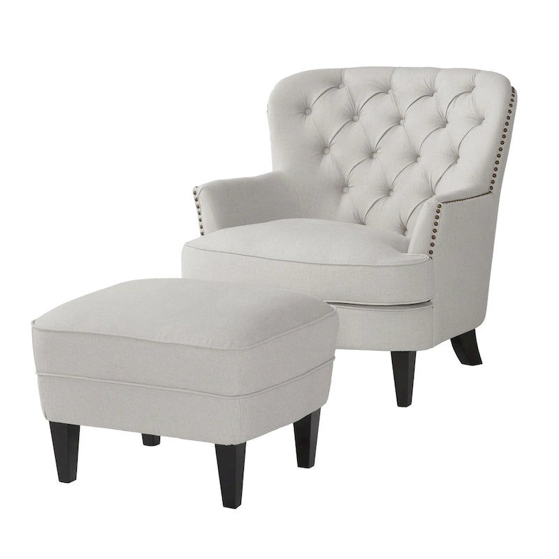 Tafton Tufted Club Chair with Ottoman by Christopher Knight Home