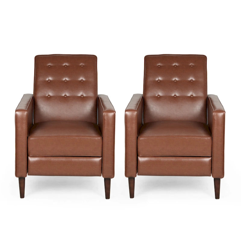 Mervynn Mid-century Button Tufted Recliners (Set of 2) by Christopher Knight Home