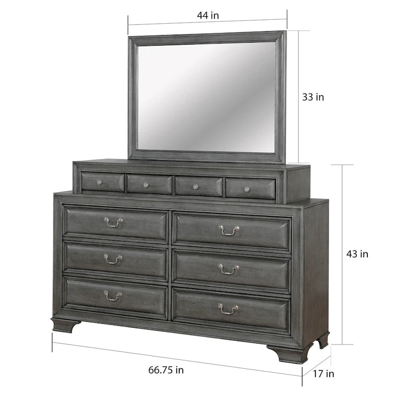 Oslo Traditional 2-piece 10-Drawer Dresser and Mirror Set by Furniture of America