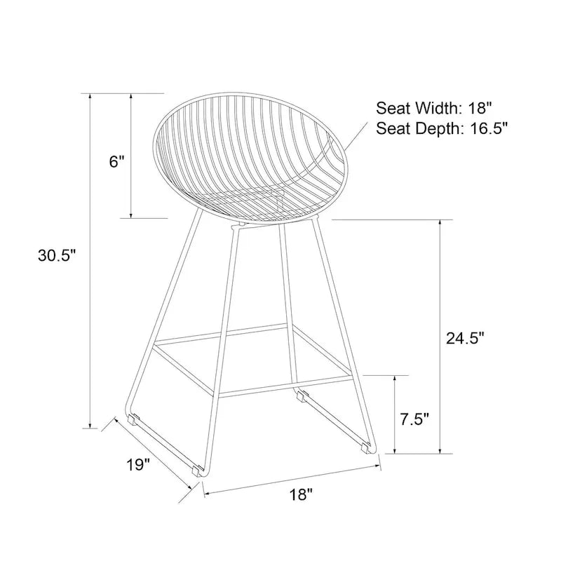 CosmoLiving by Cosmopolitan Ellis 24 Metal Counter Height Bar Stool