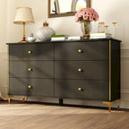 White Lacquer Dresser 6 Drawer Dresser with Metal Handle and Legs