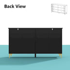 White Lacquer Dresser 6 Drawer Dresser with Metal Handle and Legs