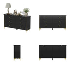 White Lacquer Dresser 6 Drawer Dresser with Metal Handle and Legs