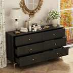 White Lacquer Dresser 6 Drawer Dresser with Metal Handle and Legs