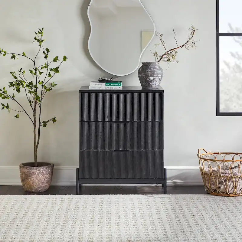 Middlebrook Designs Three Drawer Chest with Reeded Drawer Fronts