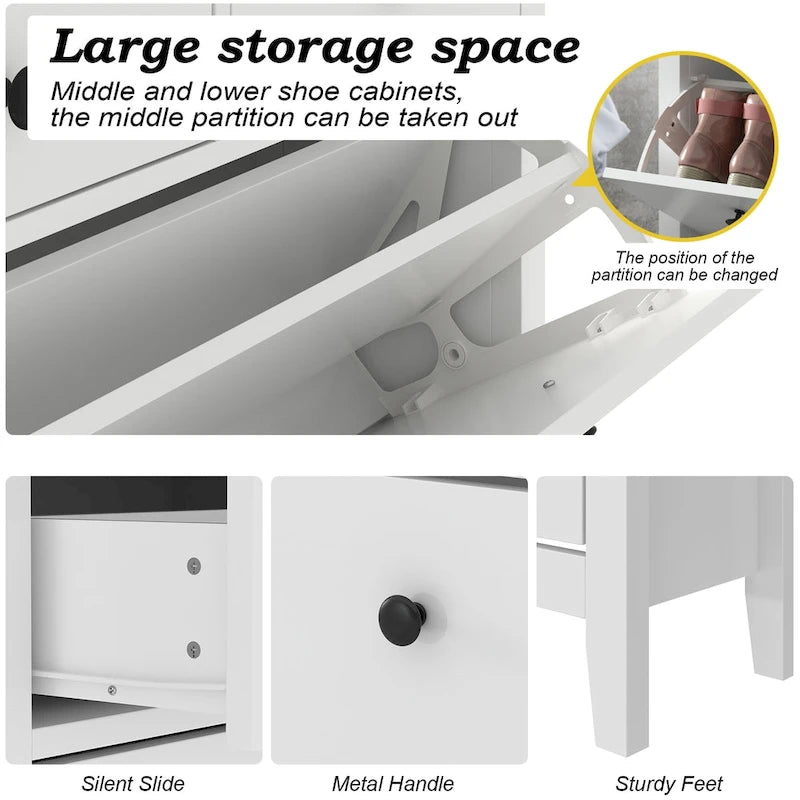 Shoe Cabinet Freestanding Storage Cabinet Shoe Rack Storage Organizer