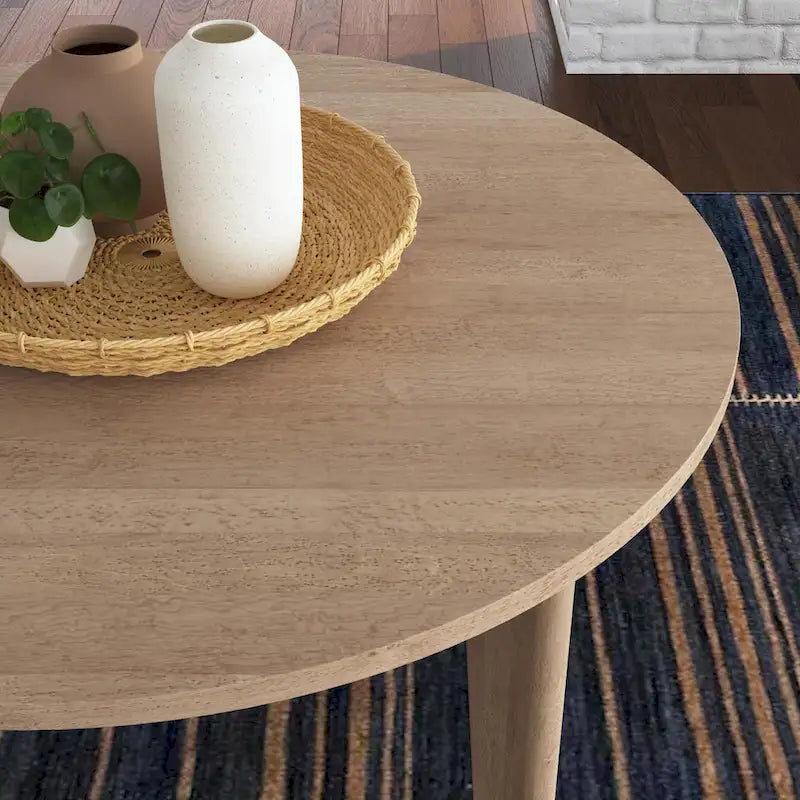 Brentwood Brown Wood Round Dining Table - N/A