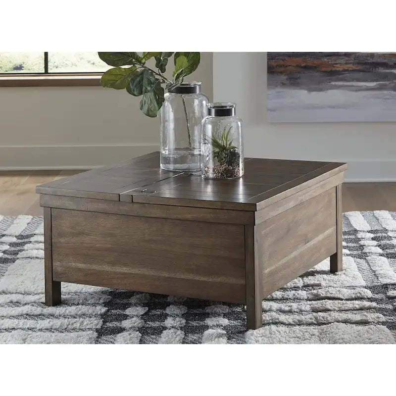 Signature Design by Ashley Moriville Brown Lift Top Cocktail Table - 36W x 36D x 18H