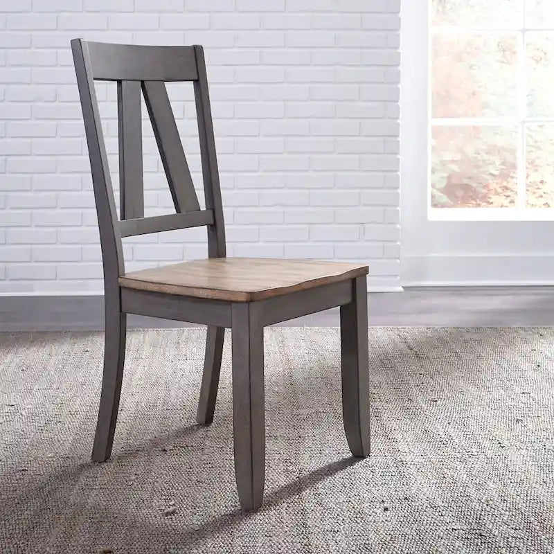 Lindsey Farm Gray and Sandstone 5 Piece Trestle Table Set