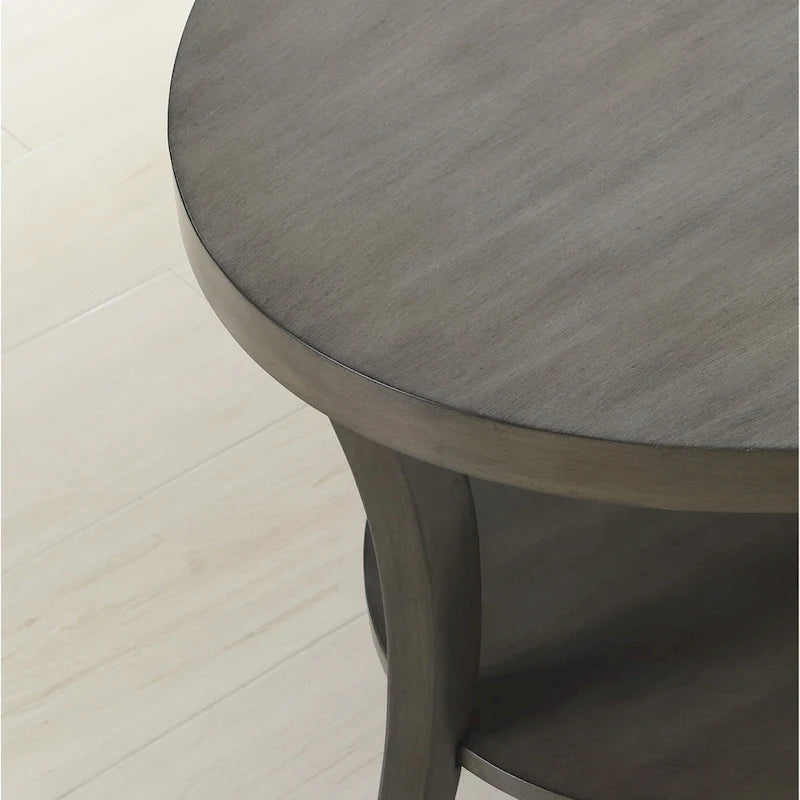 Roundhill Furniture Perth Contemporary Oval Shelf End Table, Gray
