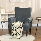 HOMCOM Fabric Accent Chair, Mid-Century Modern Armchair with Wood Legs, Soft & Padded, Rolled Arms