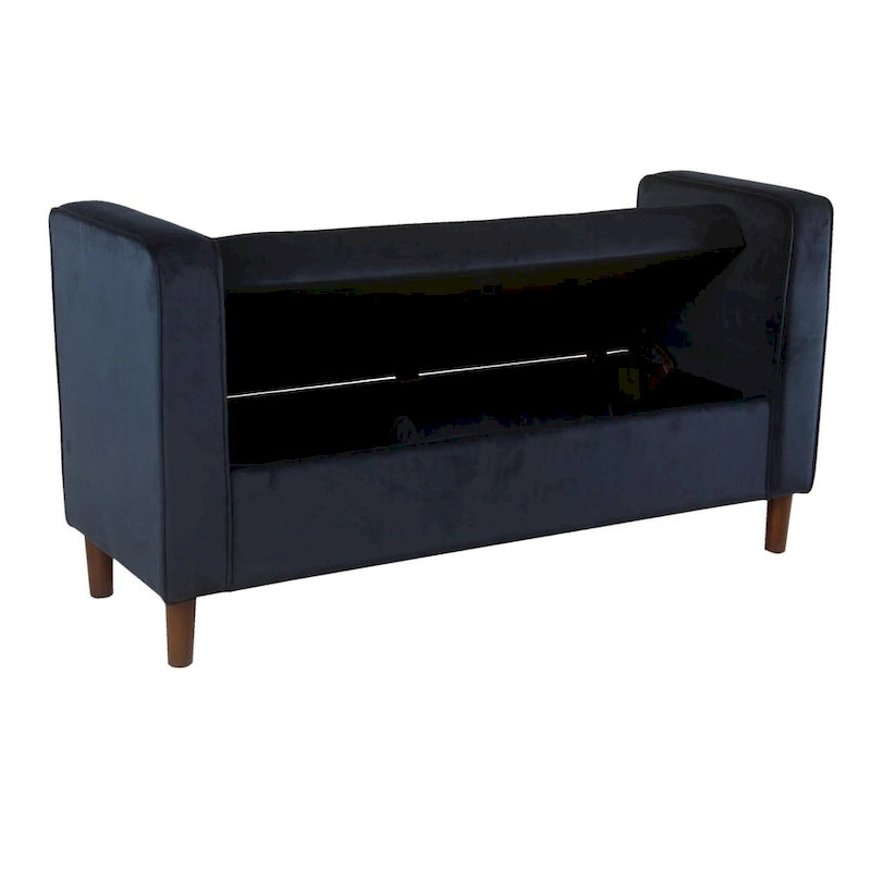 Carson Carrington Hamn Velvet Storage Bench - Dark Navy