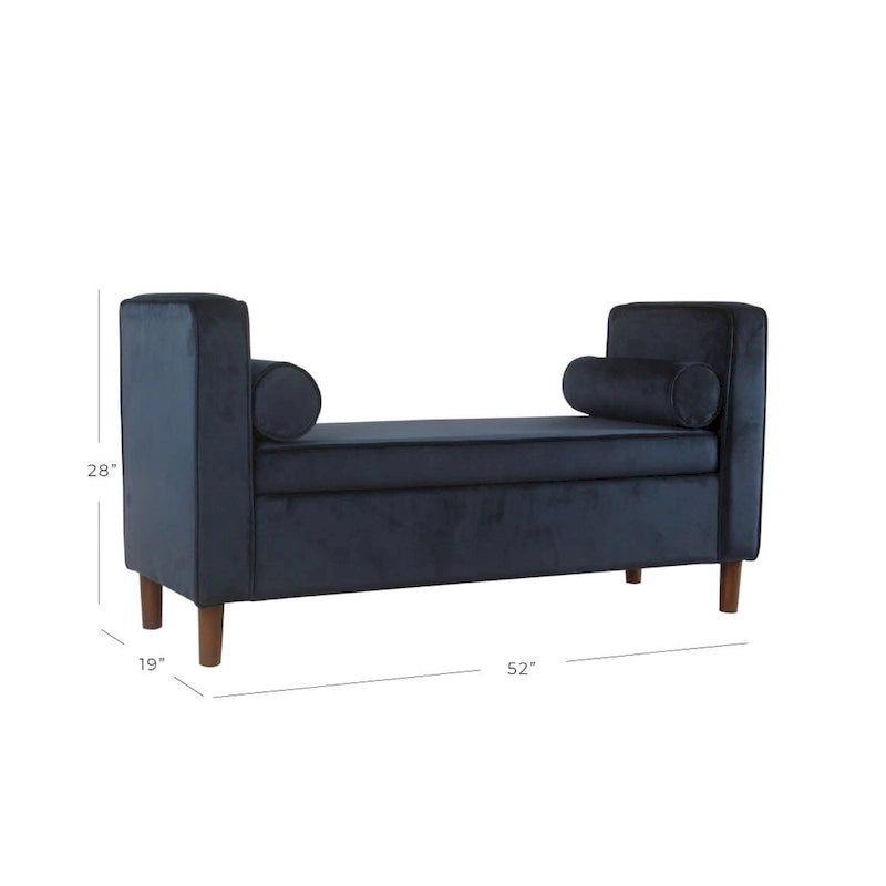 Carson Carrington Hamn Velvet Storage Bench - Dark Navy