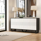 Modern 4 Door Bookmatch Buffet 63inch Black White End Table Sideboard