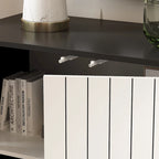 Modern 4 Door Bookmatch Buffet 63inch Black White End Table Sideboard