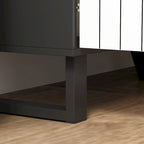 Modern 4 Door Bookmatch Buffet 63inch Black White End Table Sideboard