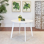 Roundhill Furniture Roma Contemporary White Round Dining Table