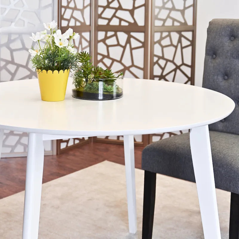 Roundhill Furniture Roma Contemporary White Round Dining Table