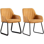 Home Beyond Synthetic Leather Dining Chairs Set of 2, Yellow Tan