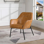 Brooks Accent Chair in Faux Leather with Stitch and Black Legs