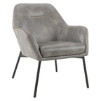 Brooks Accent Chair in Faux Leather with Stitch and Black Legs
