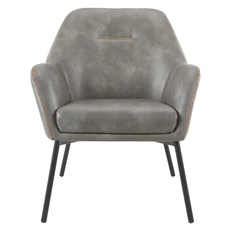 Brooks Accent Chair in Faux Leather with Stitch and Black Legs
