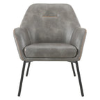 Brooks Accent Chair in Faux Leather with Stitch and Black Legs