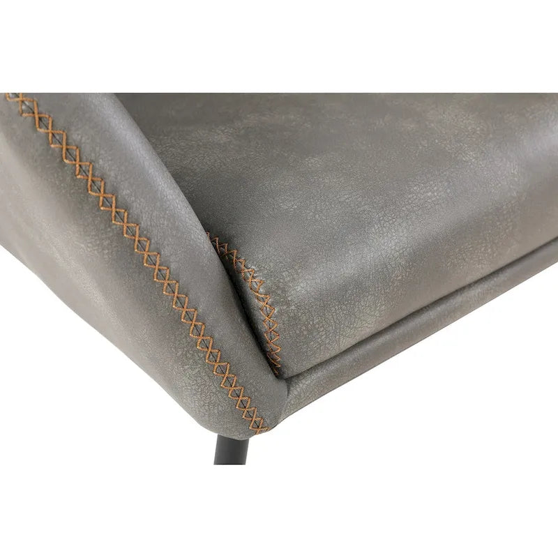 Brooks Accent Chair in Faux Leather with Stitch and Black Legs