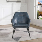 Brooks Accent Chair in Faux Leather with Stitch and Black Legs