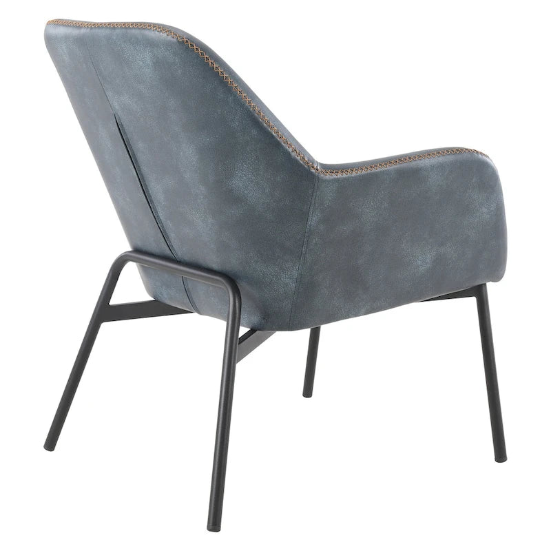 Brooks Accent Chair in Faux Leather with Stitch and Black Legs